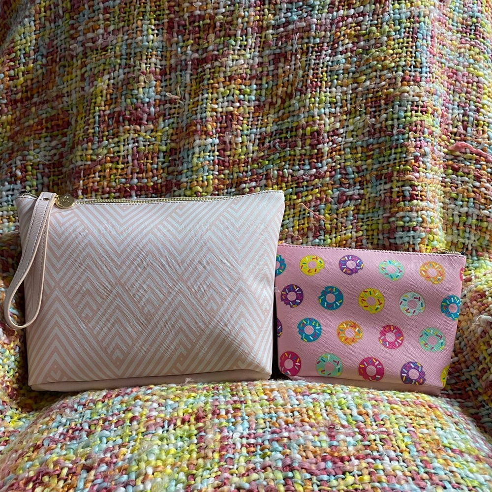Dabney Lee chevrons and donuts versatile makeup/clutch bags NWOT